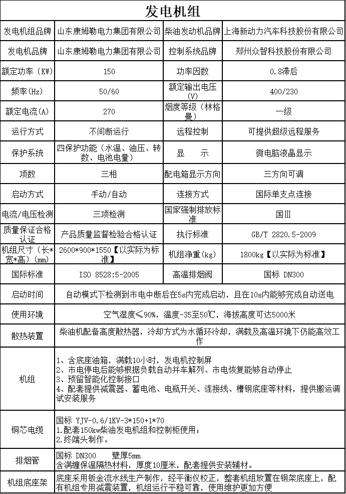 150  發(fā)電機